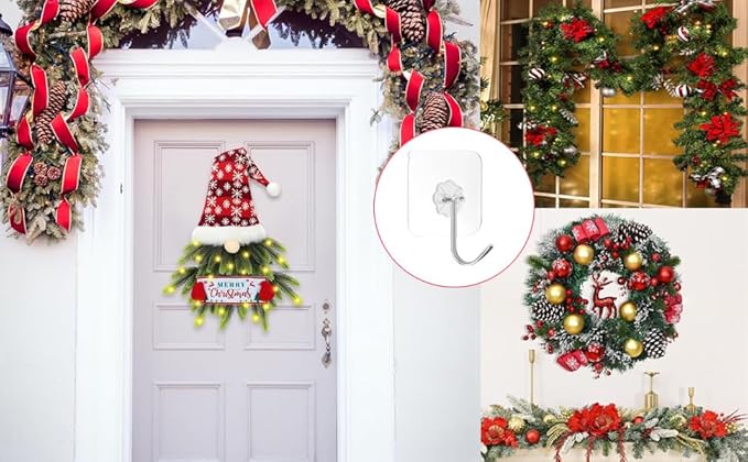 ZESLMG Adhesive Wall Hooks No Damage for Hanging, 12 Pack Large Self Sticky Hooks Heavy Duty 44lb Removable, Clear Hook for Shower Towel Coat Key Picture Wreath Outdoor Bathroom Kitchen, Waterproof
