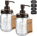 Amolliar Mason Jar Liquid Soap Dispensers, Rustproof Stainless Steel Mason Jar Lid Pump, Refill Hand Soap, Lotions, Dish Soap, Liquid Soap, Bath Soap, Farmhouse Decor for Bathroom, Kitchen 2PC(Bronze)
