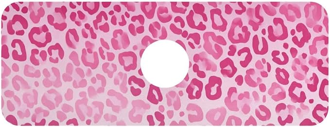 Kitchen Sink Splash Guard 1 PC 14.7 Inch Sink Faucet Mat Splash Guard for Bathroom Countertop Water Absorbent Foldable Cuttable Soft Washable Gradient Pink Leopard Print