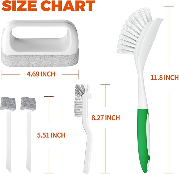 6-Pack Dish Brush with Handle – Heavy Duty Kitchen Scrub Brushes with Stiff Bristles for Pots, Pans, Sinks Non-Scratch Dishwashing Scrubber Brush Set