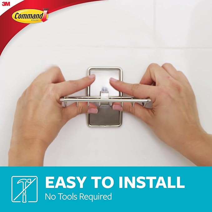Command Soap Dish for Shower, Damage-Free Hanging, No Tools Soap Holder for Holiday Guests, 1 Satin Nickel Dish and 2 Water-Resistant Strips