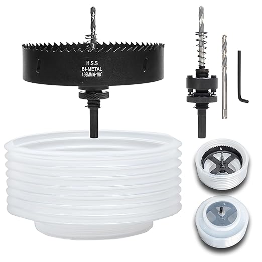 6-1/8 Hole Saw for Recessed Lights, 6.1 Inch Hole Cutter with Dust Bowl Catcher for Led Recessed Lighting 6 Inch and Wood Metal Drywall, Bi-Metal Construction, Black