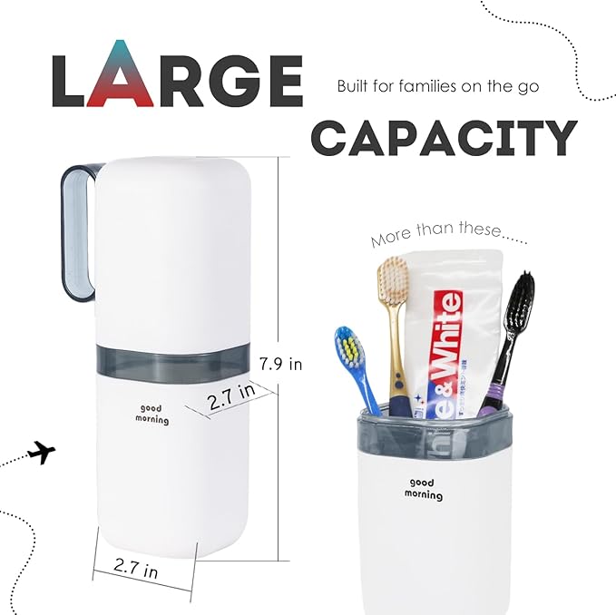 Toothbrush Travel Case,Toothbrush Holder and Rinse Cup with Handle Travel Toothbrush Cup,Multifunctional Toothbrush Covers,Large Capacit Travel Toothbrush Holder with Mouthwash Cup (Blue)