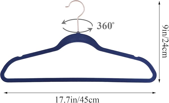 VECELO Premium Velvet Clothes Hangers Suit Heavy Duty (100 Pack)-Non Slip & Space-Saving with 12 Finger Clips & 2Tie Rack Excellent for Men and Women,Blue