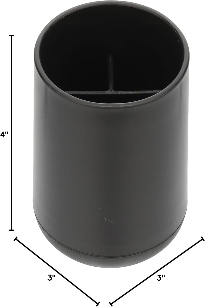 iDesign Toothbrush Holder for Normal Toothbrushes, Spin Brushes, and Toothpaste, The Cade Collection - 3" x 3" x 4. 5", Matte Black