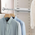 Valet Rod for Closet Pull Out, Retractable Slide Out Valet Rod Closet Organization, 12" Aluminum Valet Clothing Hanger Rods Perfect for Suits, Freshly Pressed Clothes, Matte Silver