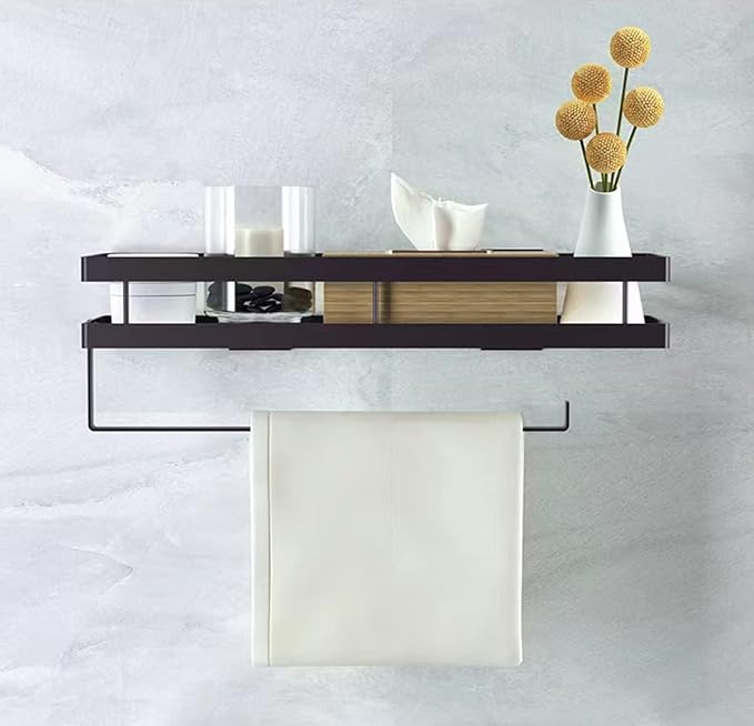 Spice Rack Organizer Wall Mounted with Paper Towel Holder, Bathroom Shelves Storage Shelves,Space Saving Spice Organizer，Sturdy Hanging Organizer with 4 Detachable Hooks for Kitchen and Bathroom