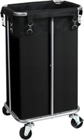 Laundry Basket with Wheels, Rolling Laundry Hamper with Removable Bag, 100L Laundry Sorter Cart, Tall Narrow Slim Clothes Hamper Organizer with Sturdy Metal Frame, Black+Silver