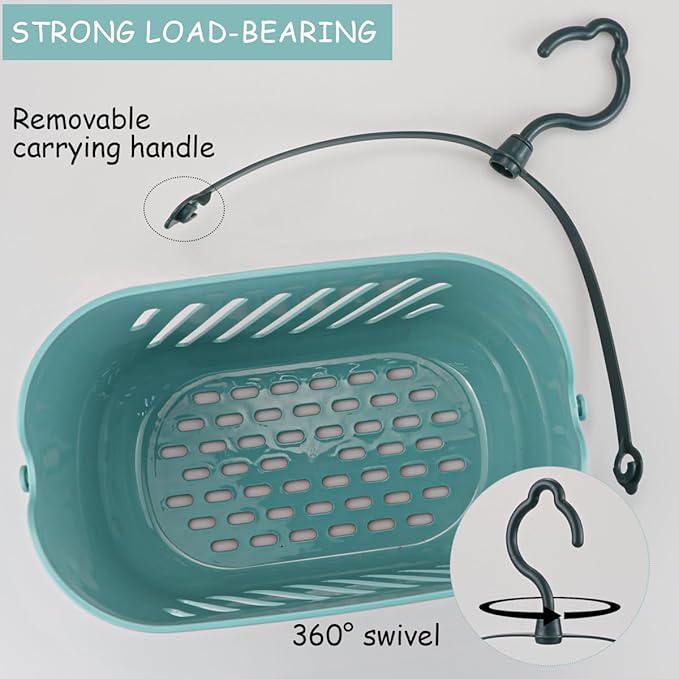 Hanging Shower Caddy Basket with Hook Plastic Hanging Storage Basket Portable Kitchen Organizer Storage Basket for Bathroom Kitchen Pantry Bathroom Dorm Room（Blue）