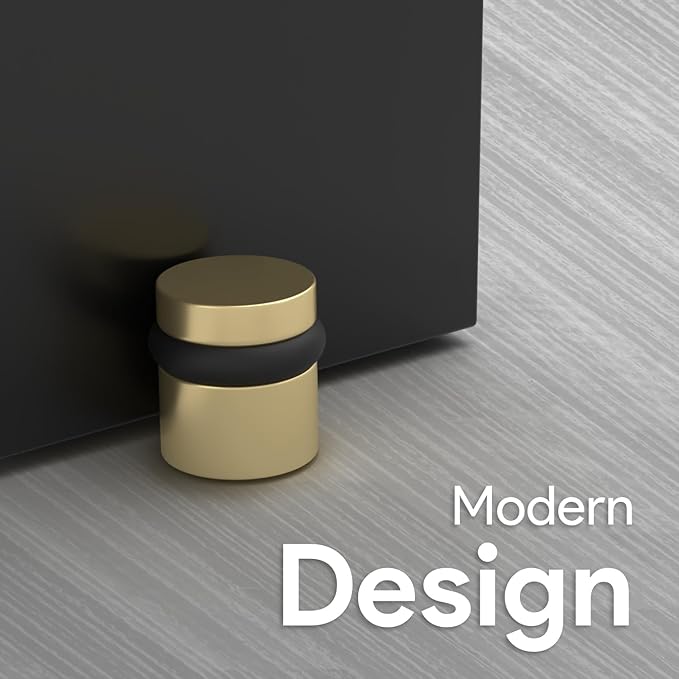Mega Handles Floor Door Stopper, Quickly Installed Wall Protector, Wall Protectors from Door Knobs, Floor Door Stop with Mounting Hardware Included - Satin Brass - 1.5 Inch