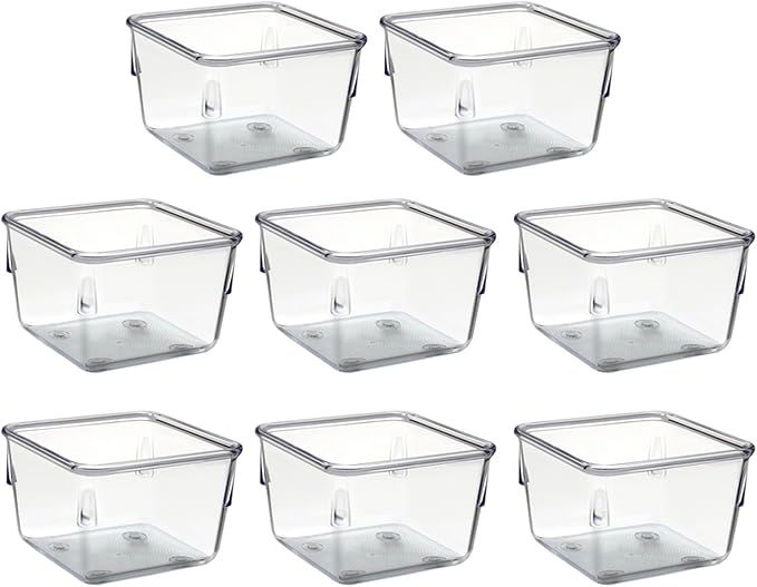 Acrimet Drawer Organizer Modular, Box Tray Storage Bins for Office, Home, Makeup, Kitchen, Junk Drawer (8 Pieces) (Clear Crystal Plastic)