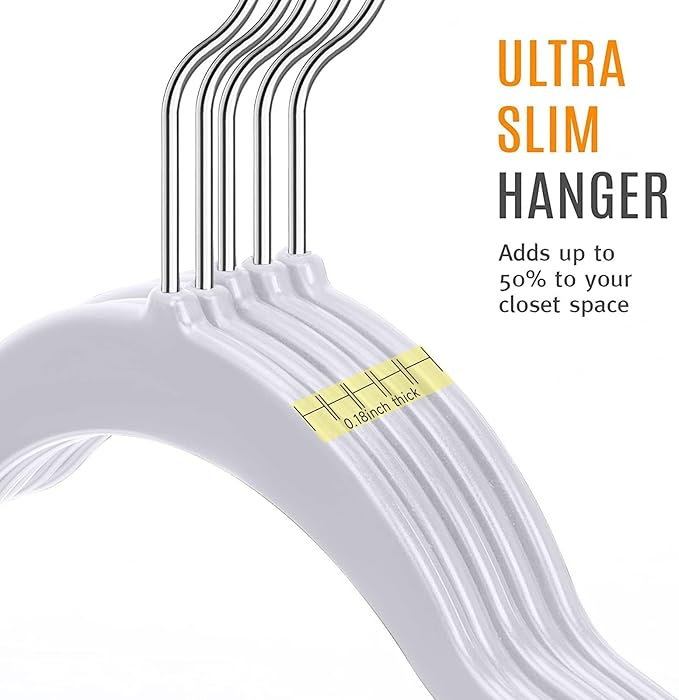 TIMMY 50 Plastic Hangers 17.7 Inch Non-Slip, Space Saving Closet Organizers, Heavy Duty Slim Hangers for Pants, Shirts, Coats (Grey, Ultra Thin & Durable)