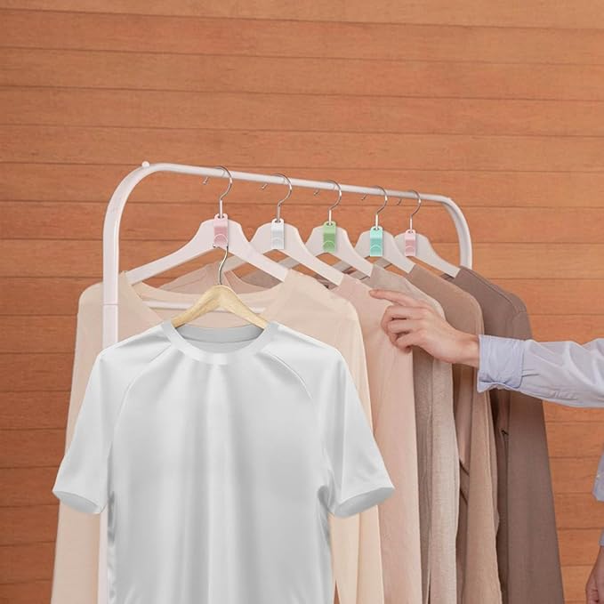 50 Pcs Space Saving Clothes Hanger Connectors - Plastic Extender Hooks for Closet Organizer - Cascading Hanger Hooks (4 Colors)