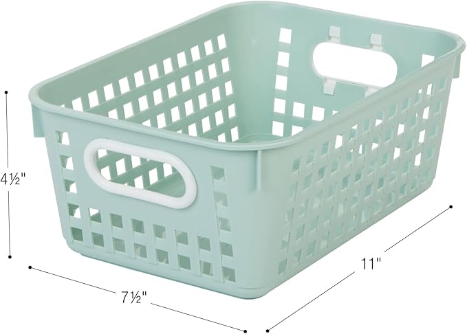 Really Good Stuff Medium Plastic Book Baskets, 11" by 7.5" by 4.5", 6 Pack, Boho Group Colors, Versatile Storage Solution for Classroom, Home, and Office