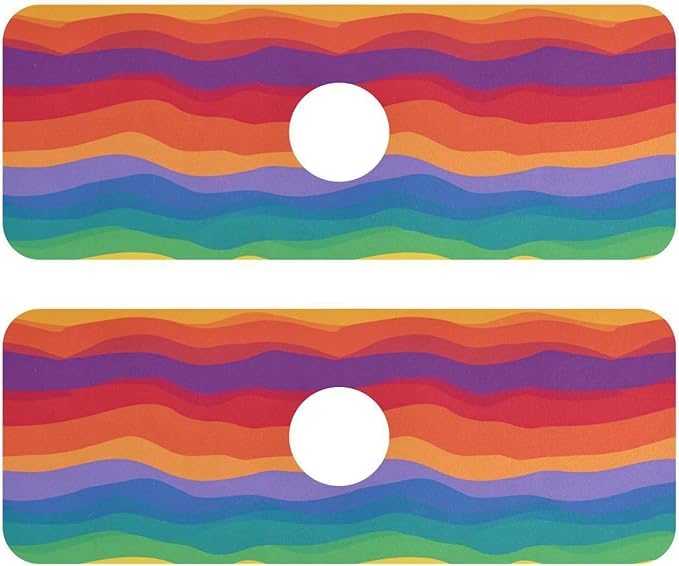 Wavy Rainbow Color Stripes Kitchen Sink Splash Guard Sink Faucet Mat Faucet Handle Drip Catcher Drain Mats for Kitchen Bathroom Countertop Absorbent Dish Drying Pad 2Pack 30x5.4IN