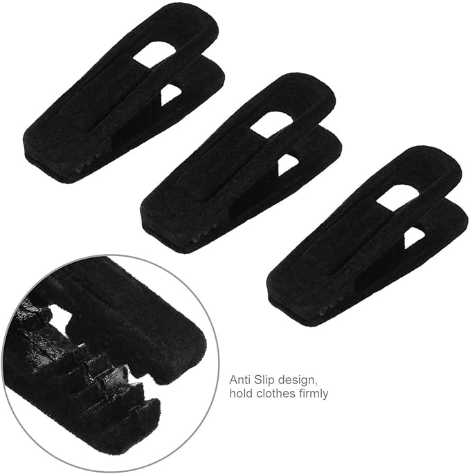 Hanger Clips for Velvet Hangers, 20 Pack Velvet Hanger Clips, Strong Hanger Clips Perfect for Skirt Pants Hangers (Black)