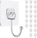 ZESLMG Large Adhesive Hooks for Hanging, 22 Pack Self Sticky Wall Hooks Heavy Duty 15lb Clear, Removable Shower Hook No Damage for Towel Key Coat Wreath Picture Outdoor Bathroom Kitchen, Waterproof
