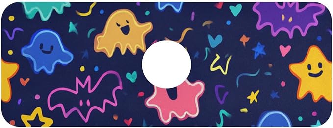 Kitchen Sink Splash Guard 1 PC 14.7 Inch Sink Faucet Mat Splash Guard for Bathroom Countertop Water Absorbent Foldable Cuttable Soft Washable Halloween Neon Ghosts Stars and Bats