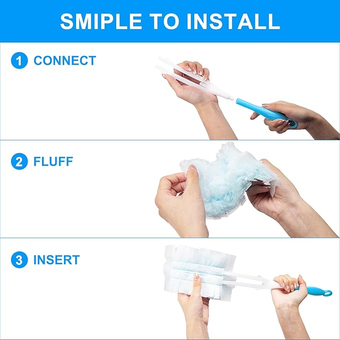 KeFanta Duster Refills for Swiffer Dusters, 180° Heavy Duty Multi Surface Refills & 1 Handle, Ceiling Fan Duster, Disposable Dusters for Cleaning (30 Count+1 Handle)