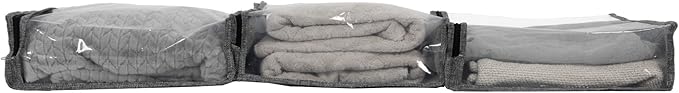 Household Essentials Under Bed Zippered Sweater Storage Bags with Clear Vision Panel, Set of 3, Graphite Gray