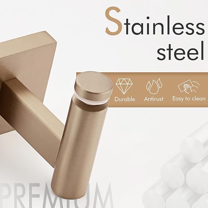 KOKOSIRI Wall Shelves Bathroom Hardware Tempered Glass Floating Shelf Hanging Rack Storage/Room Decor 20-Inch Champagne Bronze 2 Pack B1105CPG-L20-P2