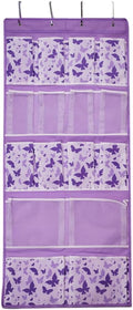 16 Pockets Over Door Hanging Storage Organizer with 4 Kinds Pouches for Shoes,Sock,Hat,Underwear,Handbag,Cosmetics,Toiletry,Behind Door Hanging Shelf Space-saving for Bathroom,Bedroom,Entrance,Purple