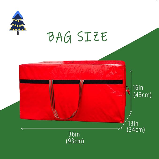 Christmas Tree Bag 4FT/5FT Small Christmas Tree Storage Bag Waterproof Tearproof with 4 Handles Easy to Transport/Organize Red 2 Pack