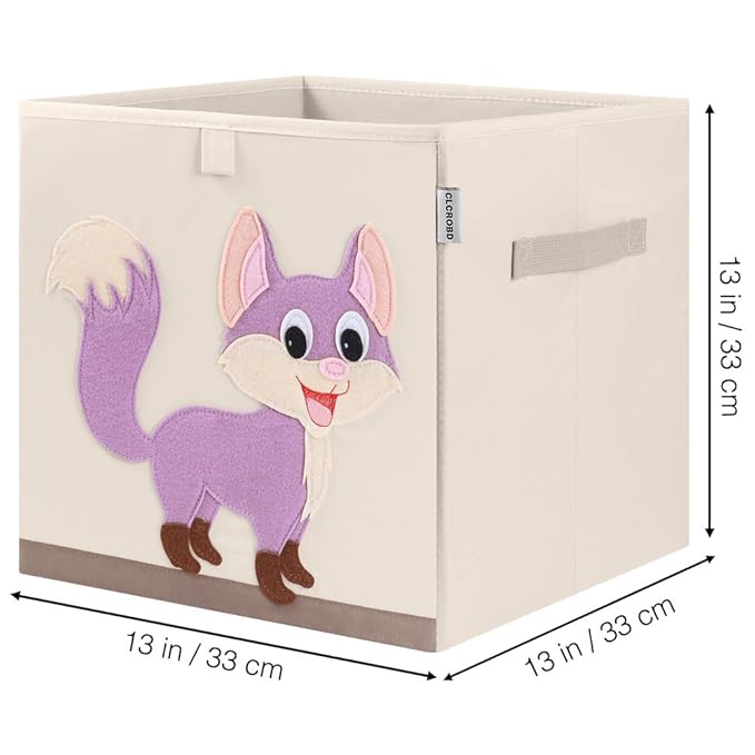 CLCROBD Foldable Animal Cube Storage Bins Fabric Toy Box/Chest/Organizer for Kids Nursery, 13 inch (Fox)