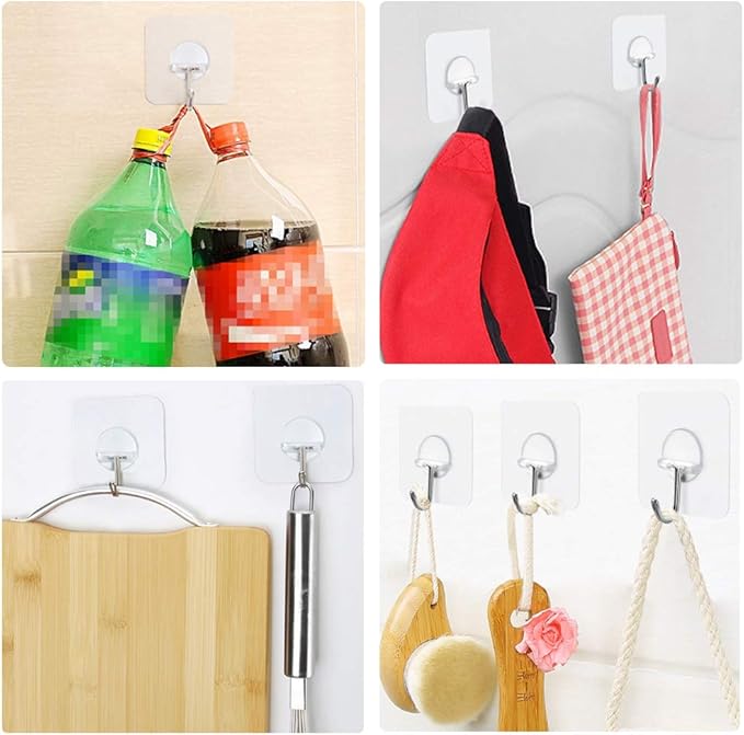 FOTYRIG Adhesive Hooks 15lb(Max) 180 Degree Rotating Heavy Duty Sticky Wall Hooks for Hanging Space Saving Towel Hooks Holder Seamless Stick on Bathroom Kitchen Office Outdoors-20 Packs