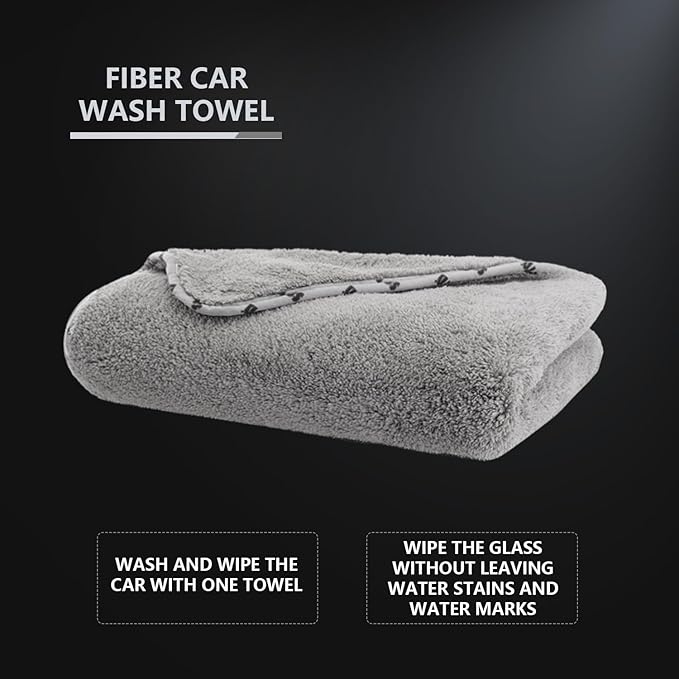 SPTA Drying Towel, Car Wash Drying Towel for Car wahing, Highly Absorbent, 1Pack Large Microfiber Towel Without Scratches or Water Spots, 26.4 x 38.2 inch, Grey-MT035