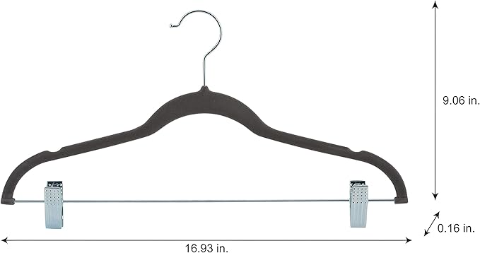 Laura Ashley 12 Pack Velvet Hangers with Clips | Durable | Plush Velvet | Slim | Closet Organization | Grey | 12pack | Suit | Pants | Blouse | Closet Organization