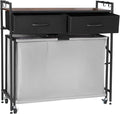 VEVOR 3 Section Laundry Sorter, Rolling Laundry Hamper with 2 Drawers, Hooks & Wheels, Rolling Basket Organizer Storage with Pull-Out Rolling Bags and Wooden Tabletop for Dirty Clothes, Bathroom