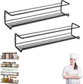 No-Drill Wall-Mounted Spice Rack, Carbon Steel Wall-Mounted Kitchen Spice Rack, Kitchen Hanging Condiments Storage, Wall-Mounted Spice Rack for Cabinet Door Storage, For Kitchen Organization (S*2pcs)