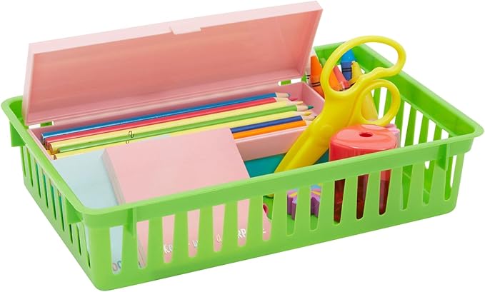 Bright Creations 8-Pack Plastic Bins - 10.25 x 6.5 x 2.3 In, Multicolor Classroom Bins - Storage Baskets for Organizing Shelves, Arts & Crafts, Toys