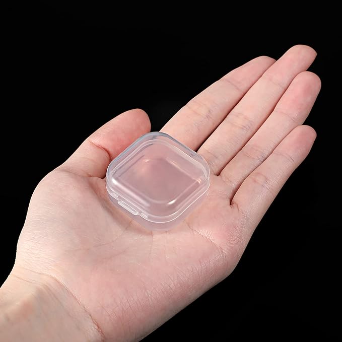 6 Pieces Mini Plastic Clear Beads Storage Containers Box for Collecting Small Items, Beads, Jewelry, Business Cards, Game Pieces, Crafts (1.37 x 1.37 x 0.7 Inch)