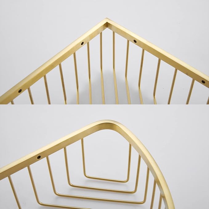 GORDEE [2 Pack Bathroom Corner Shower Caddy Shelf Organizer, SUS304 Stainless Steel Heavy Duty Rust-Proof Shelf Holder, Wall Mounted Storage Rack for Bathroom Kitchen, Brushed Gold