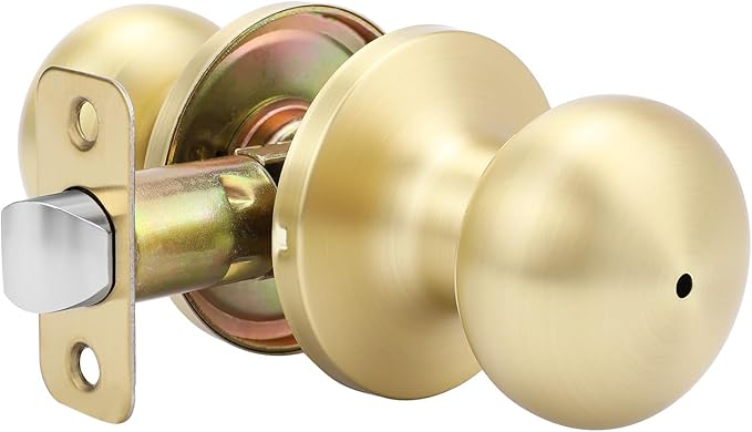 Goldenwarm Gold Interior Door Knobs, Bedroom Door Knob, Door Knobs Interior Bulk, Brushed Gold Privacy Door Knob for Bedroom or Bathroom(1 Pack)