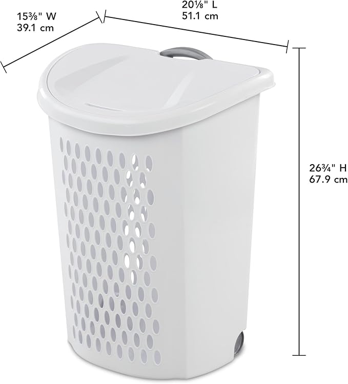Wheeled Plastic Laundry Hamper,Ultra Wheeled Design Clothes Laundry Basket,Extra Large 135L Pull Handle & Side Grips Plastic Ventilated Clothes Basket for Home, Dorm, or Apartment