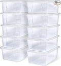 HOMZ 10-Pack Snaplock, Small Clear Plastic Storage Organizer Bins w/ Lids, 6 Quart, White - Stackable Container Boxes for Bedroom, Bathroom, Garage, and Office Organization