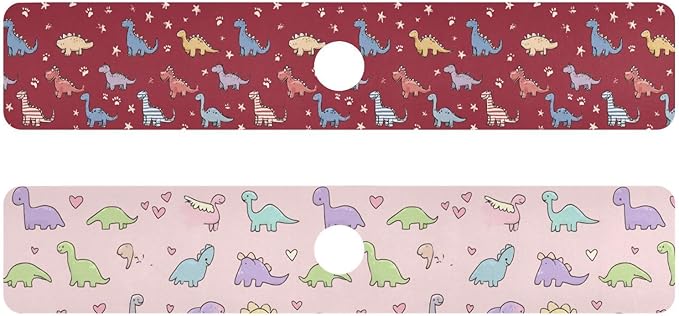 Red Dinosaur Stars Paw Prints Colorful Hearts Kitchen Sink Splash Guard Sink Faucet Mat Faucet Handle Drip Catcher Drain Mats for Kitchen Bathroom Countertop Absorbent Dish Dryi