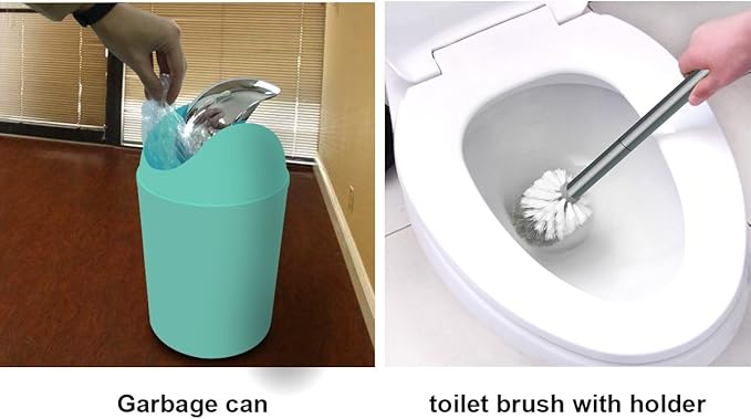 Bathroom Accessories Set, 6-Piece Plastic Gift Set, Toothbrush Holder, Toothbrush Cup, Soap Dispenser, Soap Dish, Toilet Brush Holder, Trash Can (Mint Green)