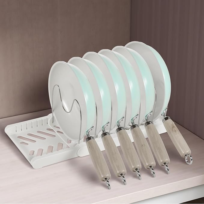 Cooking Sheet Organizer Pan Pot Organizer Lid Holder Baking Sheets Cutting Board Adjustable Storage Rack for Kitchen Cabinet