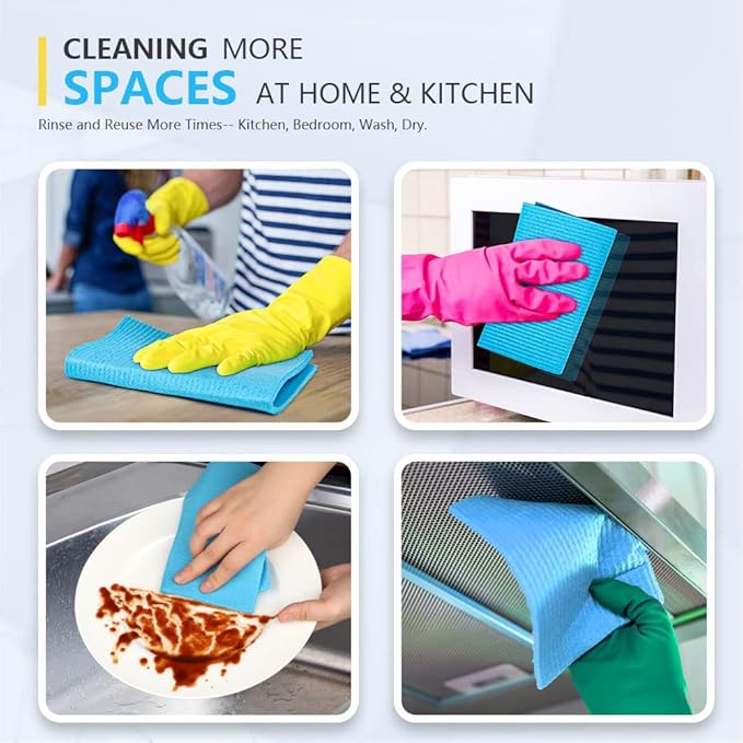 AIDEA Swedish Dish Cloth, 10PK, Swedish Dishcloths for Kitchen, Reusable Paper Towels Washable, Sponge Cloths Kitchen, Absorbent Dish Rags, Dish Towels Cloth, 7"x6"