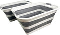 SMMART Collapsible Plastic Laundry Basket with Handle/Foldable Pop Up Storage Hamper/Portable Laundry Organizer-Space Saving Washing Tub/Household Storage Supplies (Grey/Steel Grey, 42L (Set of 2))