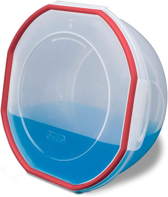 Sterilite Ultra-Seal 4.7 Qt Bowl, Large Airtight Food Storage Container, Latching Lid, Microwave and Dishwasher Safe, Clear With Red Gasket, 16-Pack