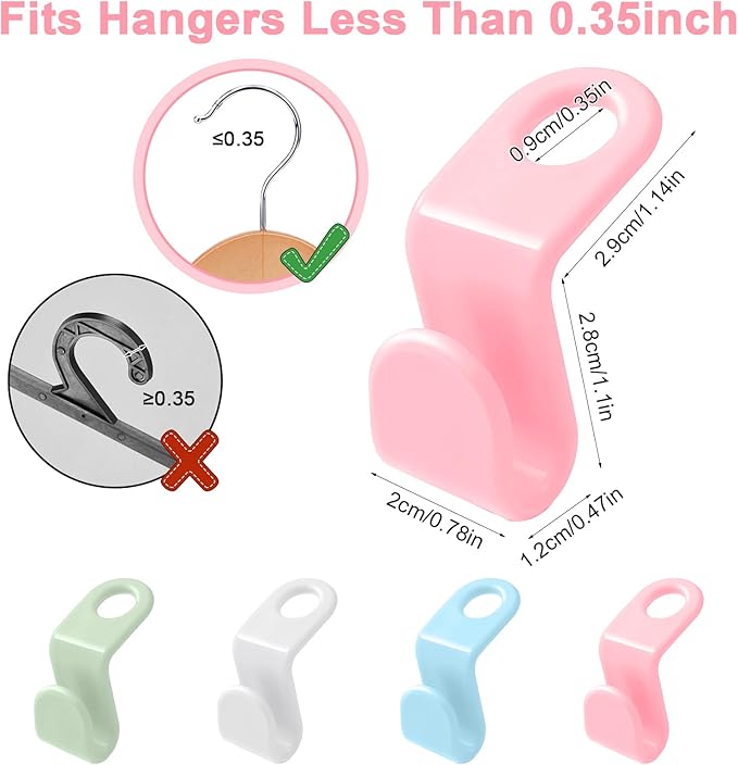 50PCS Hanger Connector Hooks - Space Saving Hangers Clothes, Hanger Hooks College Dorm Room Essentials, Heavy Duty Hangers Connection, Closet Organizers and Storage (Multicolor)