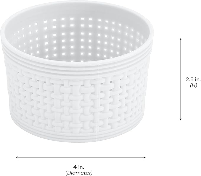 Simplify 6 Piece Organizing Set | Multiple Size Bins | Multipurpose | Office | Desk | Dorm | Bathroom | Storage Basket | Small Items | Accessories | White