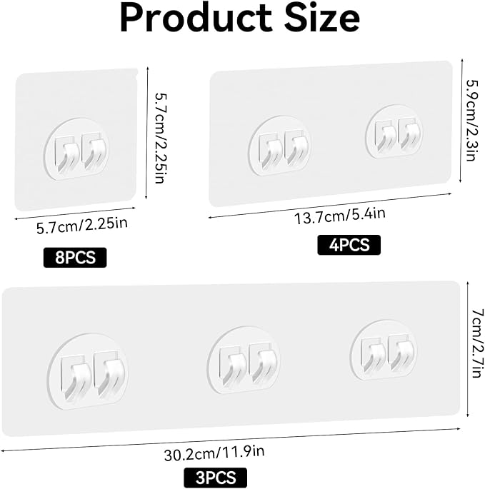 GETRIC 15 Pack Shower Caddy Adhesive Replacement, Adhesive Shelves Hooks Caddy Shelves Rack Basket Organizer Shower Sticker Bathroom Hanging Hook No Drilling Sticky Hanging Hooks (Style 1)
