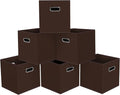 Black Foldable Storage Cubes Bins, Fabric Storage Box Cubes Organizer Baskets with Dual Handles for Home Organizer,Set of 6,(Coffee)
