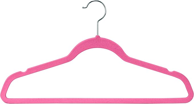 Laura Ashley Kids Velvet Hangers| 25 Pack | Durable | Lightweight | Pink | Non-Slip | Closet Organization | Holds 10lbs